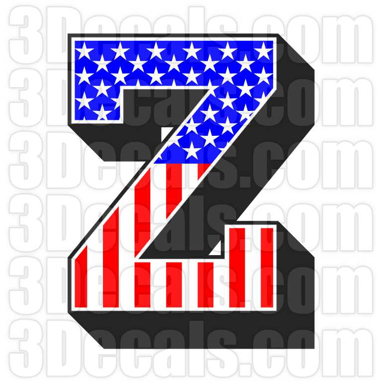 Us Flag Letter Z 3decals